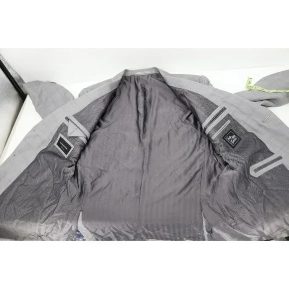 Ermenegildo Zegna sport coat men's 42R Trofeo 600 Manhattan wool silk gray plaid - Picture 12 of 16